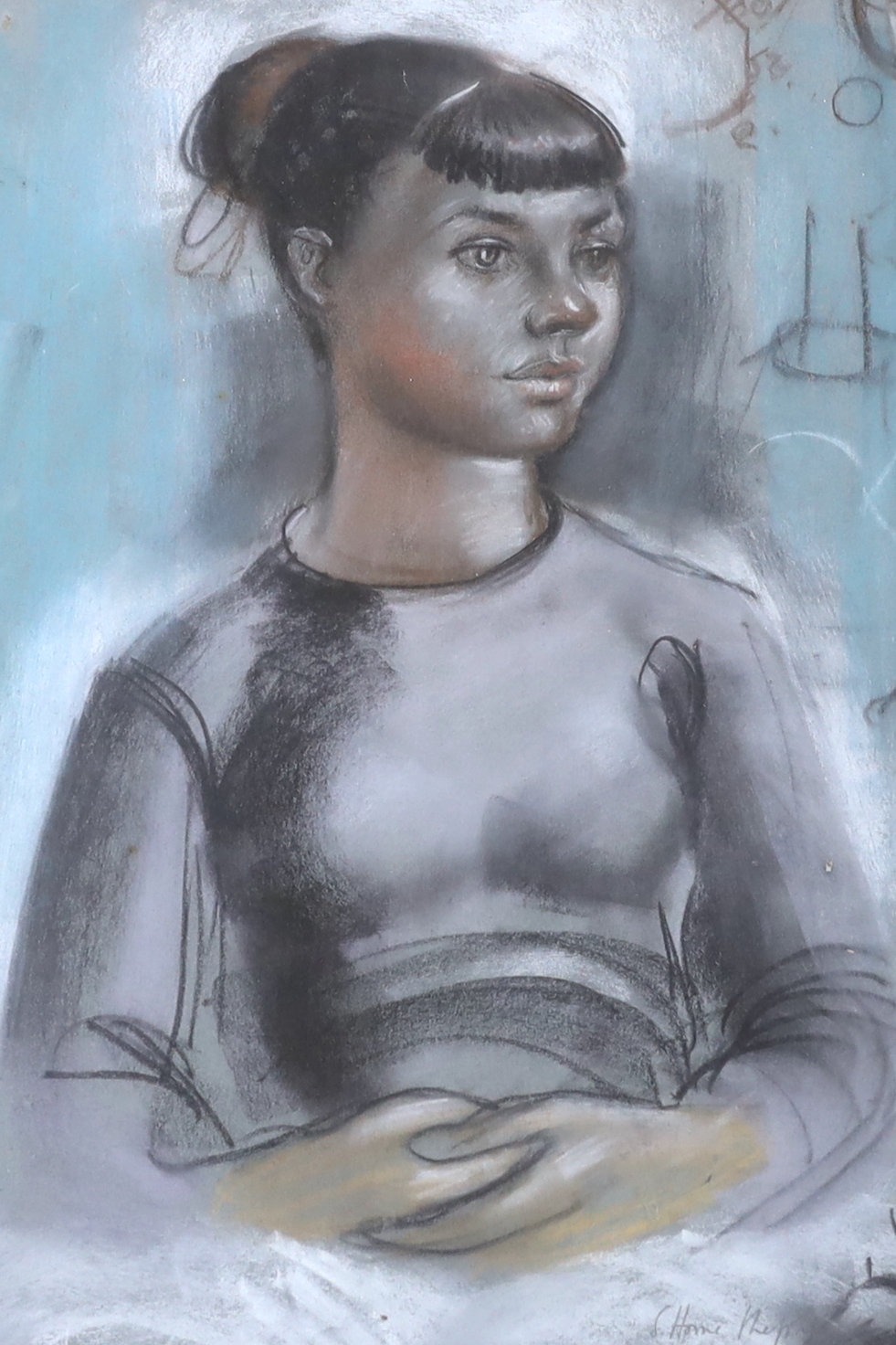 Sidney Horne Shepherd (1909–1993), pastel, Study of a girl, signed, 45 x 29cm